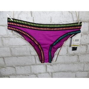 $55 La Blanca Threading Along Magenta Multi California Cut Bikini Bottom 4 L562